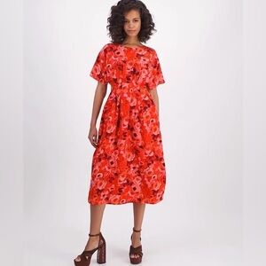 Kensie Women's Floral-Print Pintucked Fit & Flare Dress